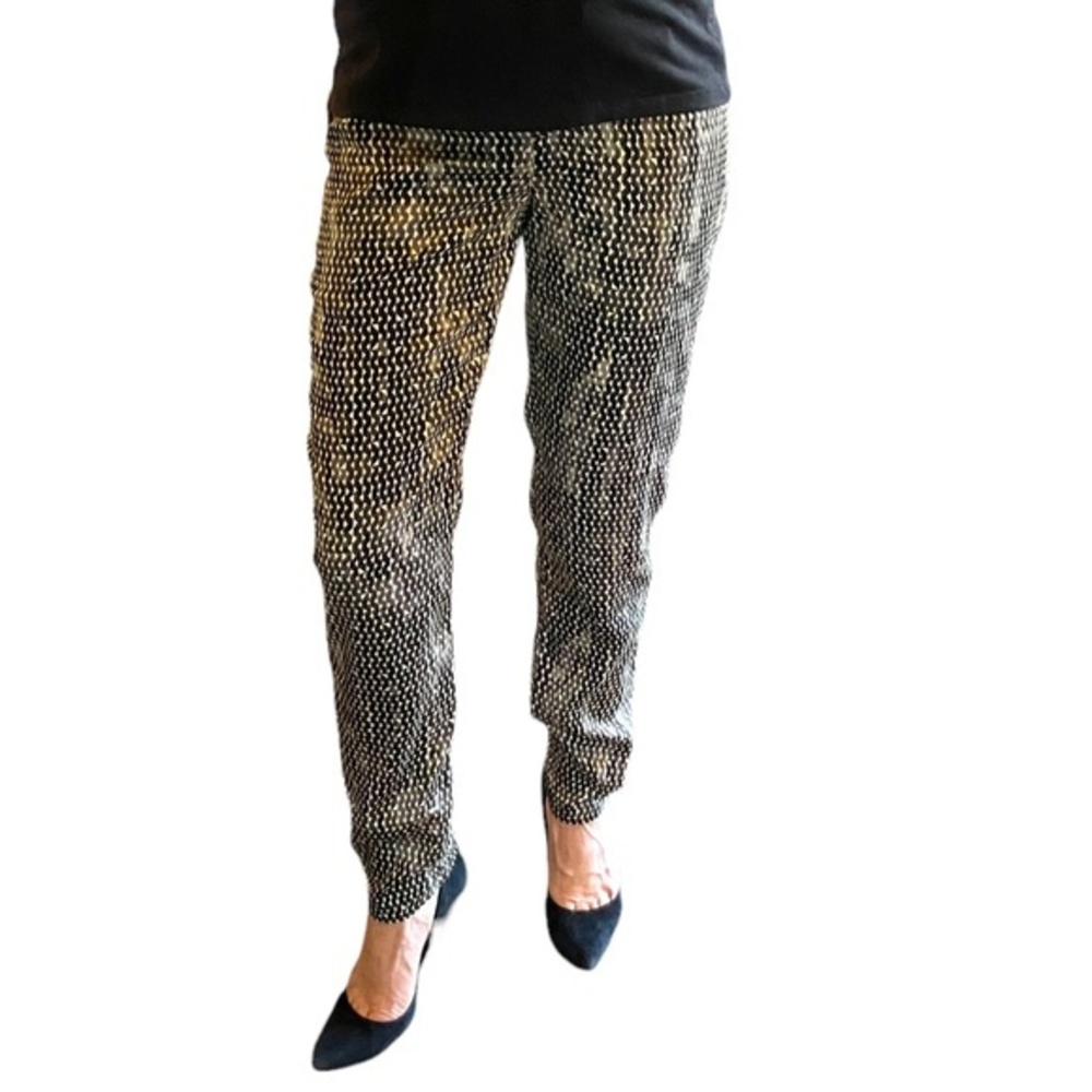 Marella Triangle Pattern Print Black & Cream Trousers Made in Italy Size 2